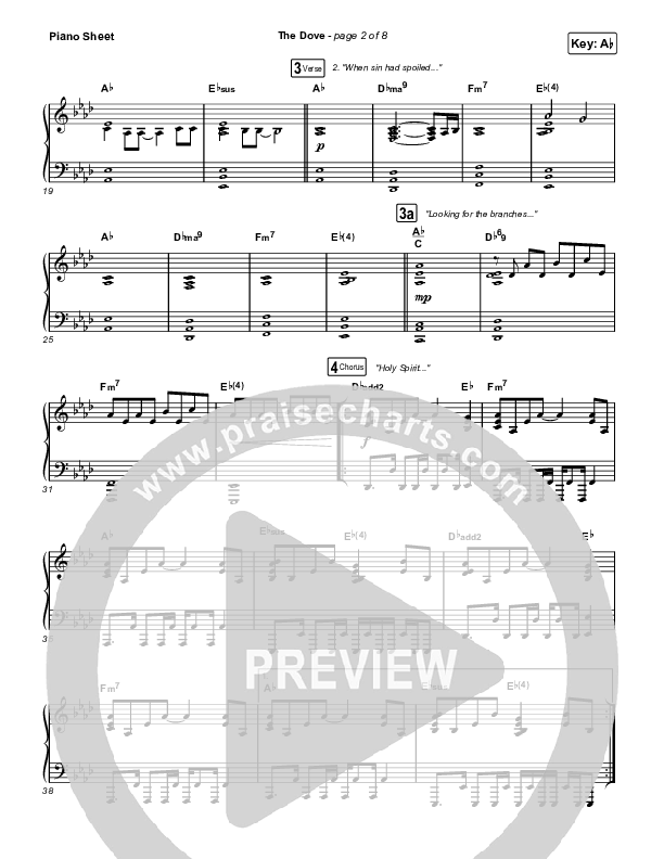 The Dove (Choral Anthem SATB) Piano Sheet (The Belonging Co / Kari Jobe / Arr. Mason Brown)