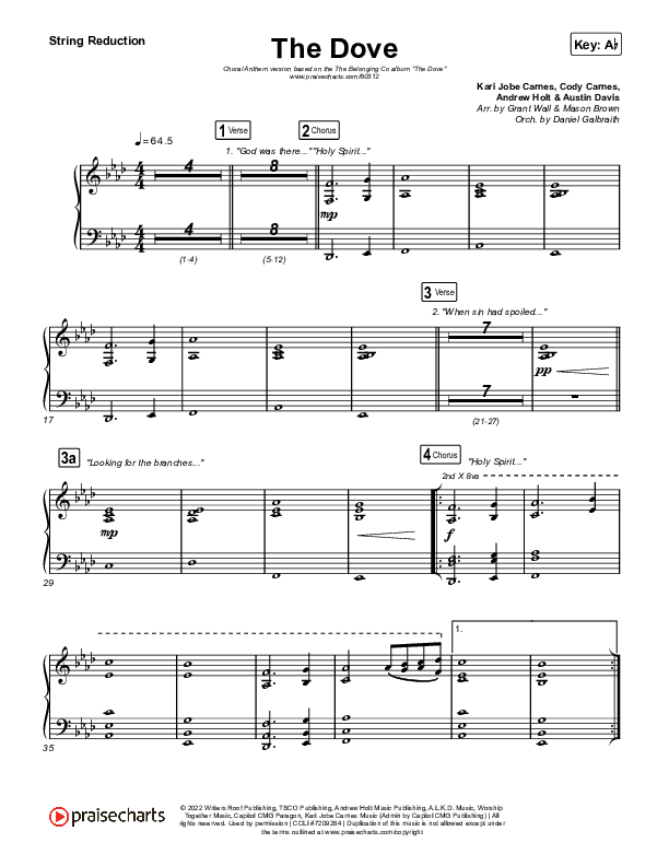 The Dove (Choral Anthem SATB) String Reduction (The Belonging Co / Kari Jobe / Arr. Mason Brown)