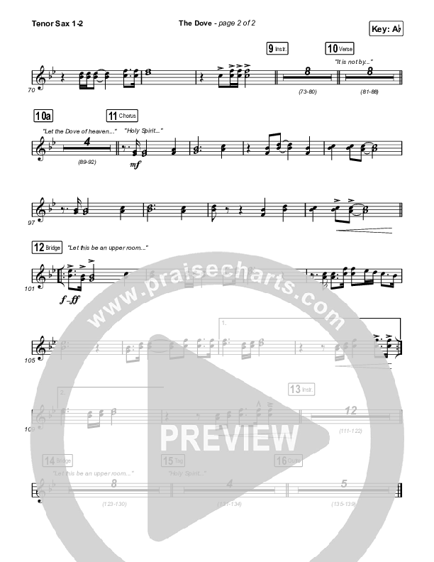 The Dove (Choral Anthem SATB) Tenor Sax 1,2 (The Belonging Co / Kari Jobe / Arr. Mason Brown)