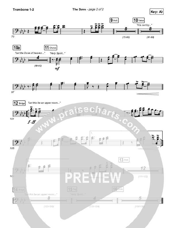 The Dove (Choral Anthem SATB) Trombone 1,2 (The Belonging Co / Kari Jobe / Arr. Mason Brown)