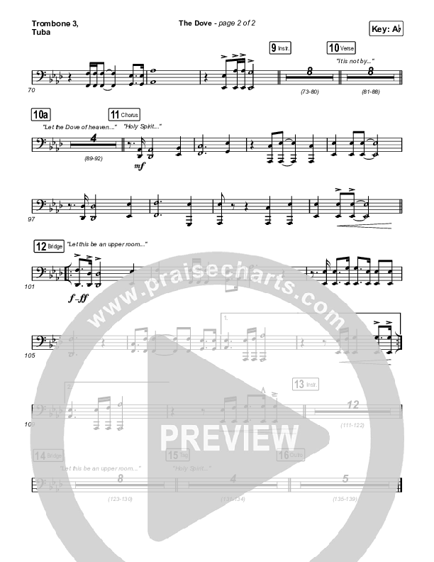 The Dove (Choral Anthem SATB) Trombone 3/Tuba (The Belonging Co / Kari Jobe / Arr. Mason Brown)