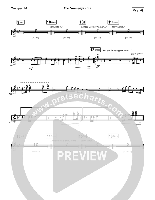 The Dove (Choral Anthem SATB) Trumpet 1,2 (The Belonging Co / Kari Jobe / Arr. Mason Brown)