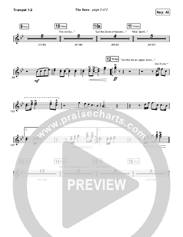 The Dove (Choral Anthem SATB) Trumpet 1,2 (The Belonging Co / Kari Jobe / Arr. Mason Brown)