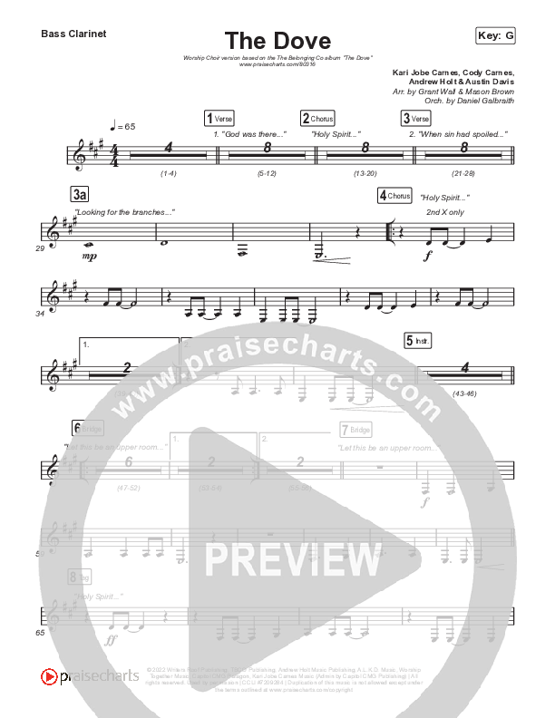 The Dove (Worship Choir SAB) Bass Clarinet (The Belonging Co / Kari Jobe / Arr. Mason Brown)