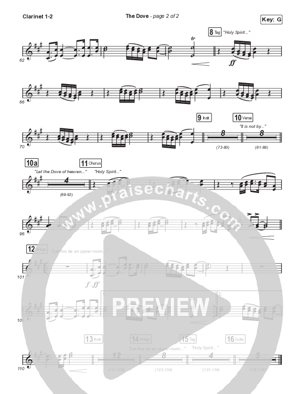 The Dove (Worship Choir SAB) Clarinet 1/2 (The Belonging Co / Kari Jobe / Arr. Mason Brown)