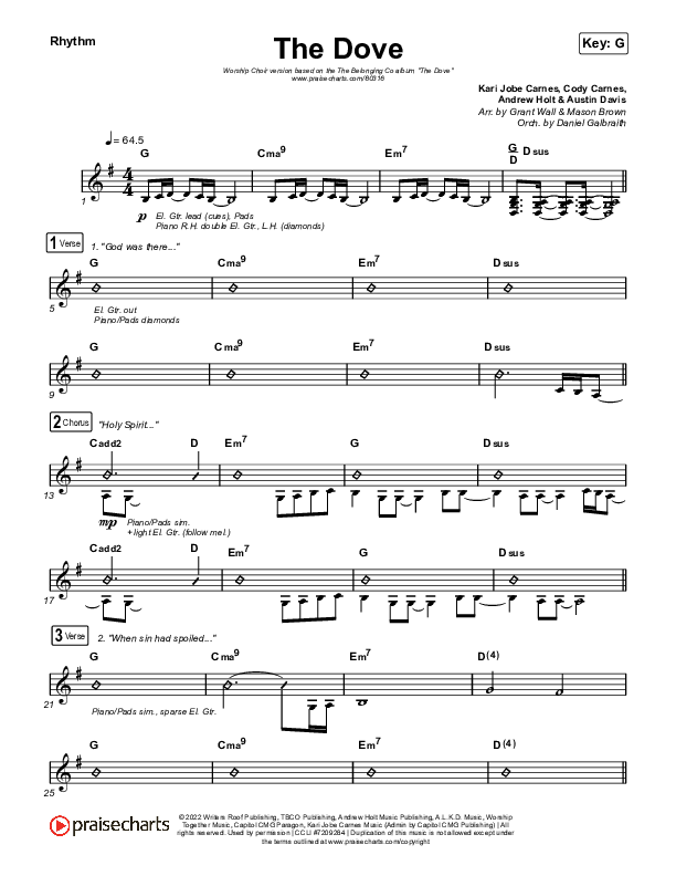 The Dove (Worship Choir SAB) Rhythm Chart (The Belonging Co / Kari Jobe / Arr. Mason Brown)