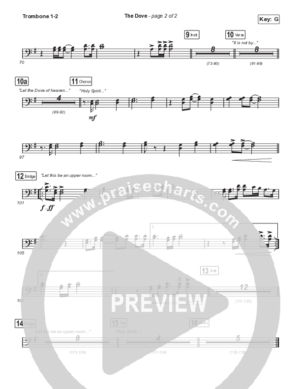 The Dove (Worship Choir SAB) Trombone 1/2 (The Belonging Co / Kari Jobe / Arr. Mason Brown)