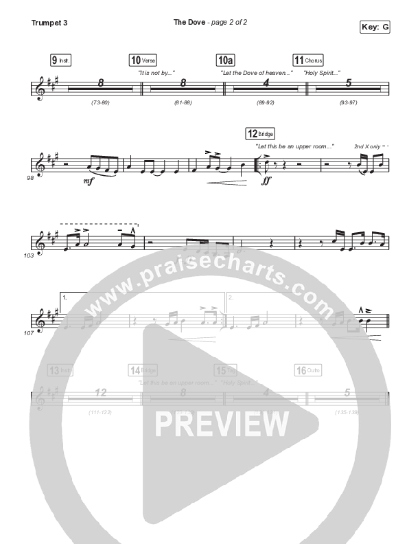 The Dove (Worship Choir SAB) Trumpet 3 (The Belonging Co / Kari Jobe / Arr. Mason Brown)
