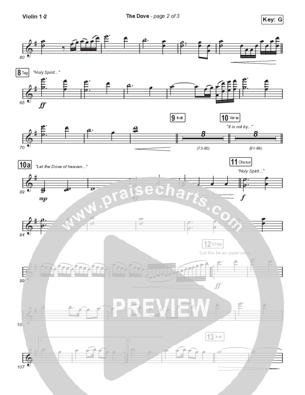 The Dove (Worship Choir SAB) Violin 1/2 (The Belonging Co / Kari Jobe / Arr. Mason Brown)