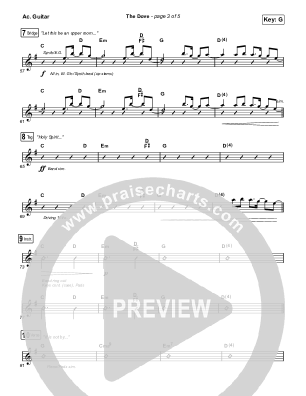 The Dove (Unison/2-Part Choir) Acoustic Guitar (The Belonging Co / Kari Jobe / Arr. Mason Brown)