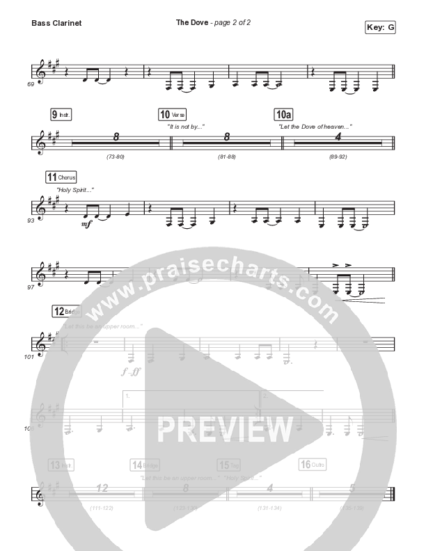 The Dove (Unison/2-Part Choir) Bass Clarinet (The Belonging Co / Kari Jobe / Arr. Mason Brown)