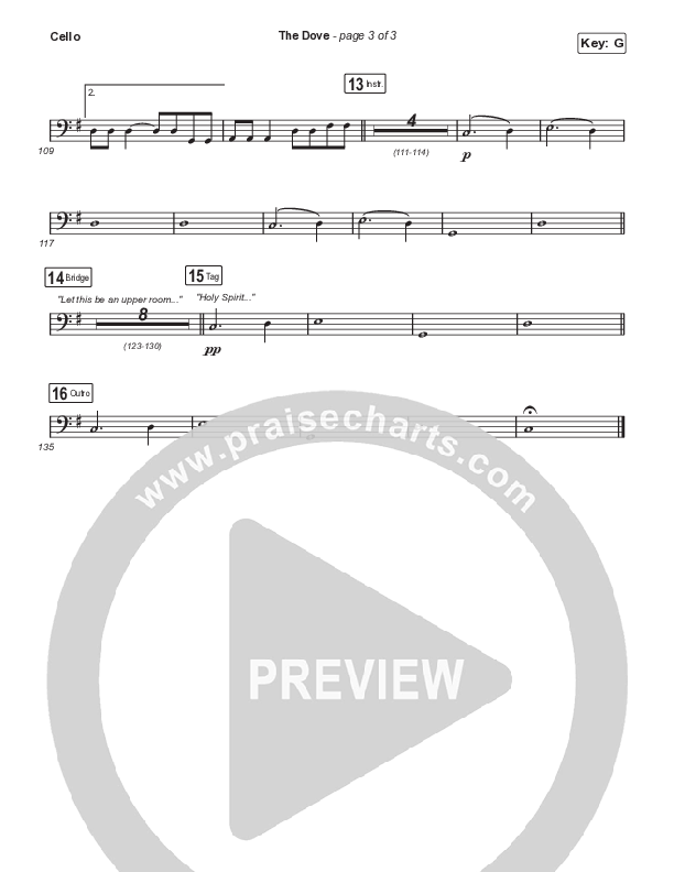 The Dove (Unison/2-Part Choir) Cello (The Belonging Co / Kari Jobe / Arr. Mason Brown)