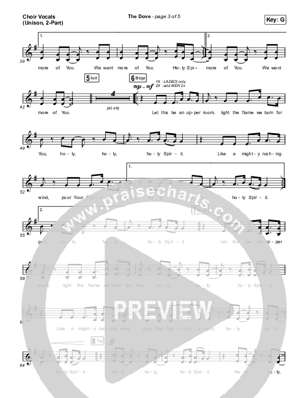 The Dove (Unison/2-Part Choir) Choir Vocals (Uni/2-Part) (The Belonging Co / Kari Jobe / Arr. Mason Brown)