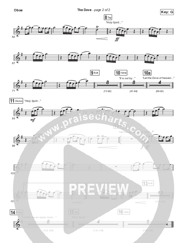 The Dove (Unison/2-Part Choir) Oboe (The Belonging Co / Kari Jobe / Arr. Mason Brown)