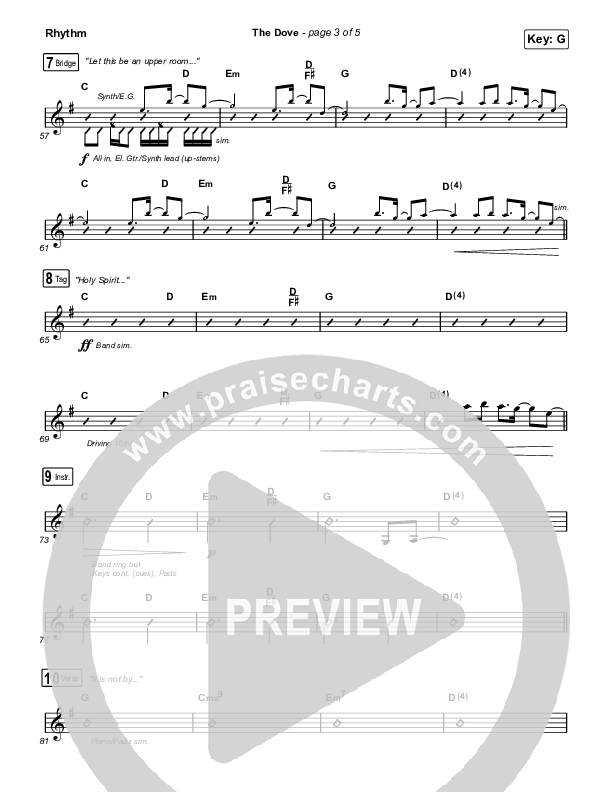 The Dove (Unison/2-Part Choir) Rhythm Chart (The Belonging Co / Kari Jobe / Arr. Mason Brown)