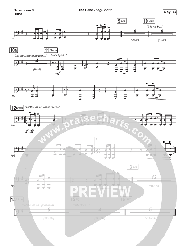 The Dove (Unison/2-Part Choir) Trombone 3/Tuba (The Belonging Co / Kari Jobe / Arr. Mason Brown)