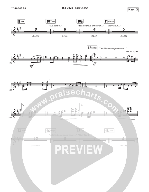 The Dove (Unison/2-Part Choir) Trumpet 1,2 (The Belonging Co / Kari Jobe / Arr. Mason Brown)