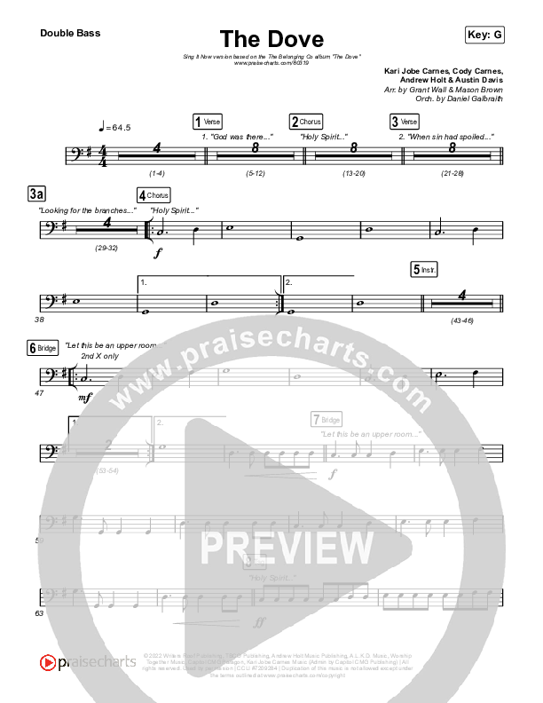 The Dove (Sing It Now SATB) Double Bass (The Belonging Co / Kari Jobe / Arr. Mason Brown)