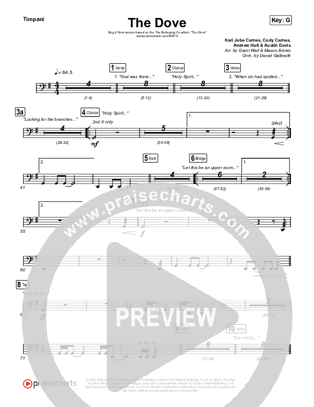The Dove (Sing It Now SATB) Timpani (The Belonging Co / Kari Jobe / Arr. Mason Brown)