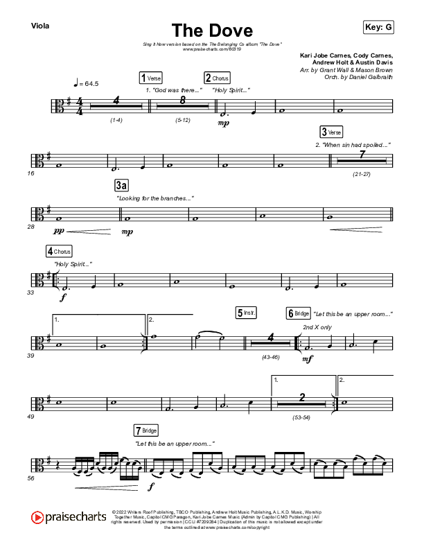 The Dove (Sing It Now SATB) Viola (The Belonging Co / Kari Jobe / Arr. Mason Brown)