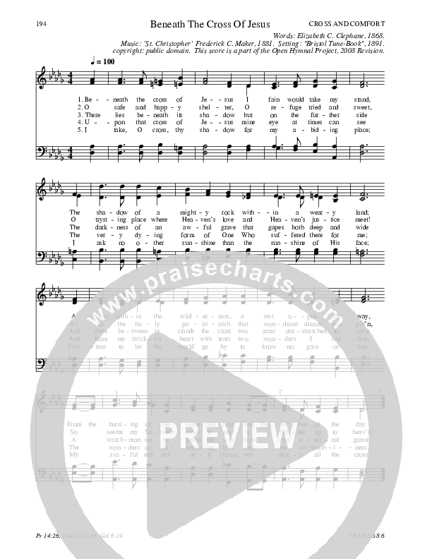 Beneath The Cross Of Jesus Hymn Sheet (SATB) (Traditional Hymn)