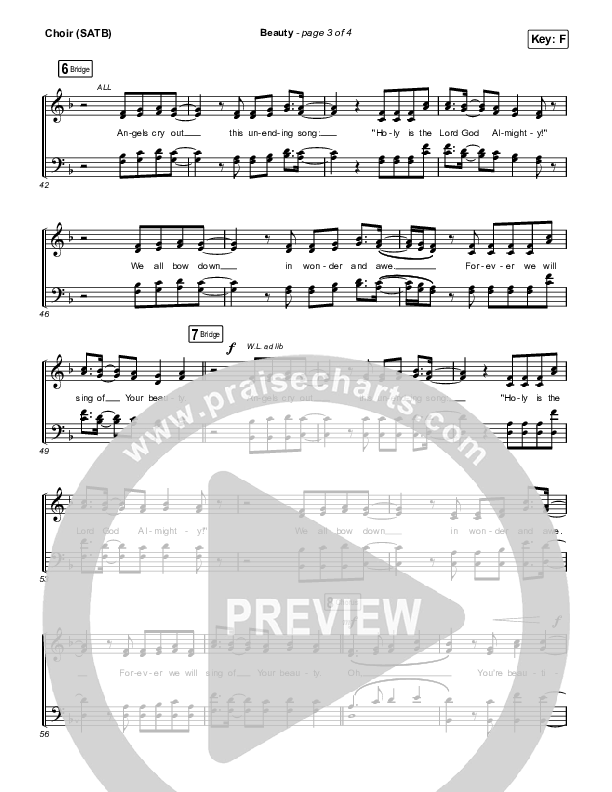 Beauty Choir Sheet (SATB) (Bethel Music / David Funk)
