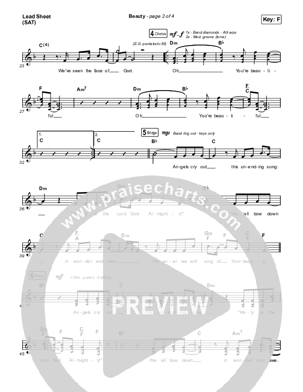 Beauty Lead Sheet (SAT) (Bethel Music / David Funk)