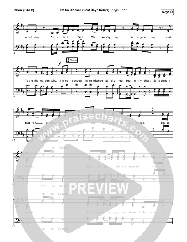 I'm So Blessed (Best Day Remix) Choir Sheet (SATB) (CAIN)