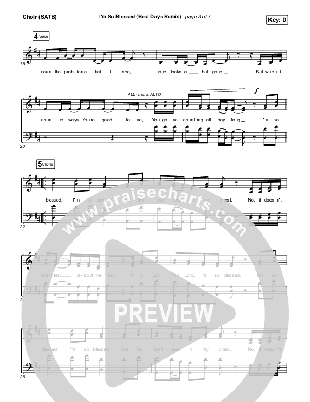 I'm So Blessed (Best Day Remix) Choir Sheet (SATB) (CAIN)