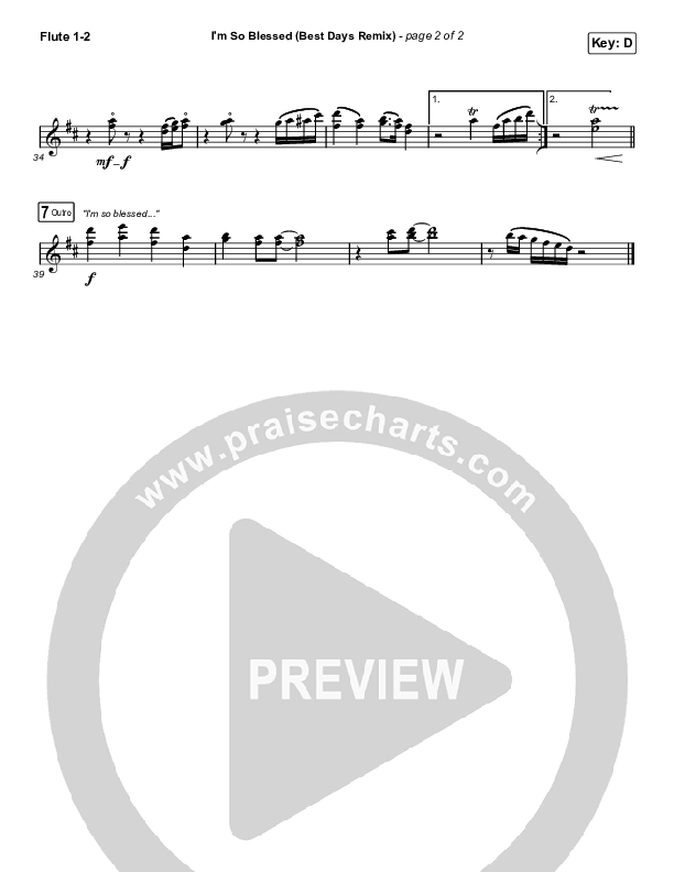 I'm So Blessed (Best Day Remix) Flute 1,2 (CAIN)