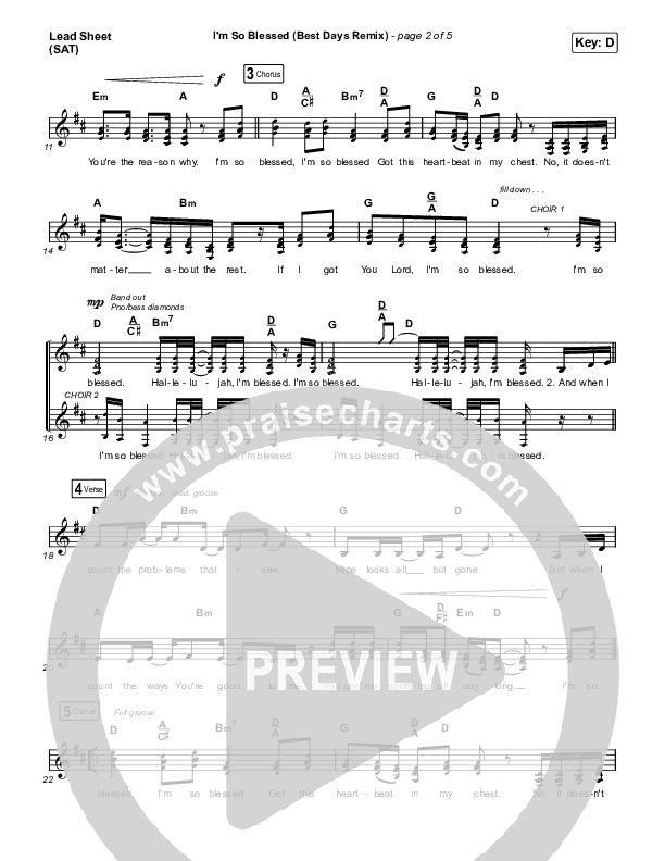 I'm So Blessed (Best Day Remix) Lead Sheet (SAT) (CAIN)