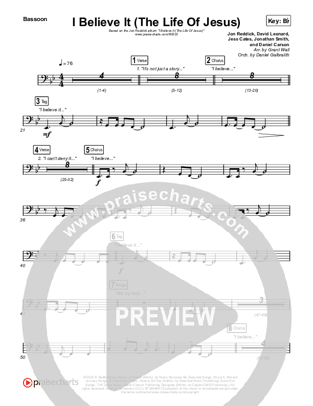 I Believe It (The Life Of Jesus) Bassoon (Jon Reddick)