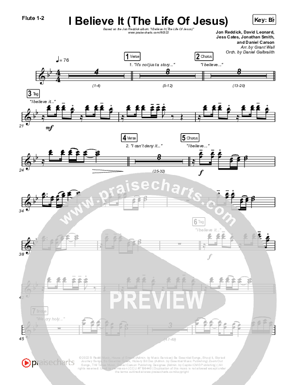 I Believe It (The Life Of Jesus) Flute 1,2 (Jon Reddick)
