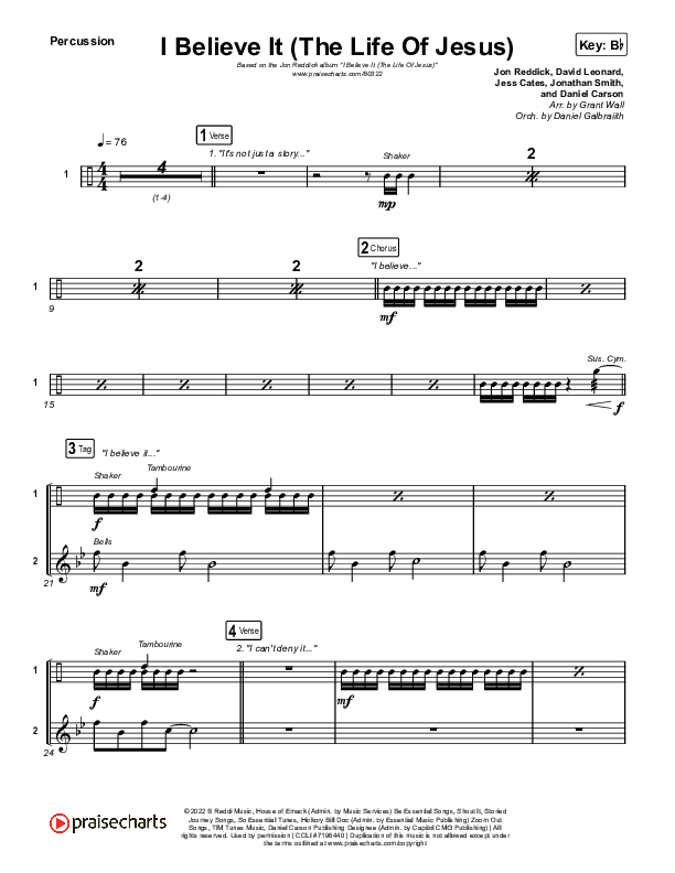 I Believe It (The Life Of Jesus) Percussion (Jon Reddick)