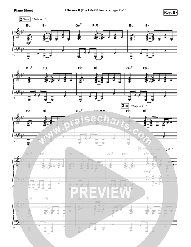 I Believe It (The Life Of Jesus) Piano Sheet (Jon Reddick)