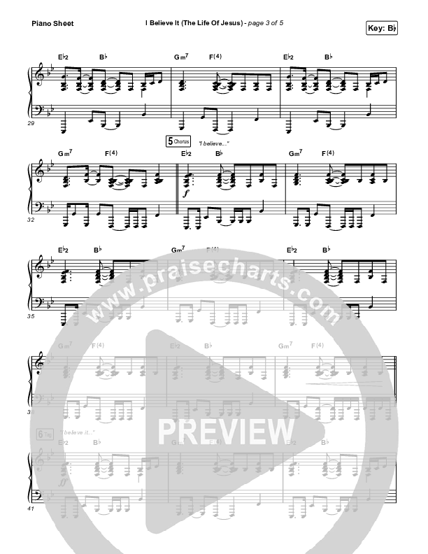 I Believe It (The Life Of Jesus) Piano Sheet (Jon Reddick)