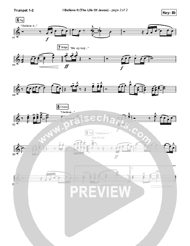 I Believe It (The Life Of Jesus) Trumpet 1,2 (Jon Reddick)