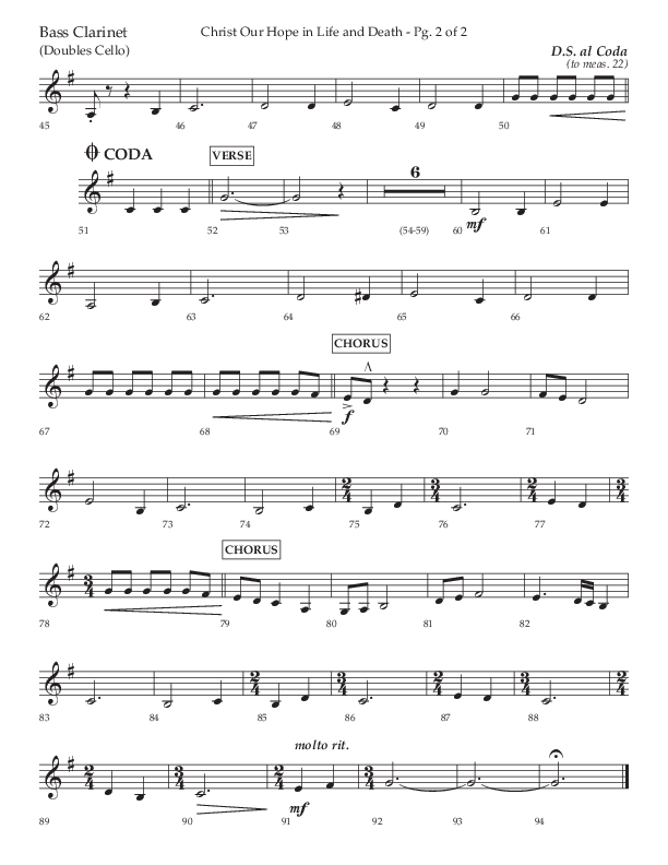 Christ Our Hope In Life And Death (Choral Anthem SATB) Bass Clarinet (Lifeway Choral / Arr. Jared Haschek / Orch. Lee Marcum)