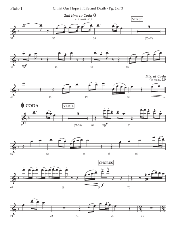 Christ Our Hope In Life And Death (Choral Anthem SATB) Flute (Lifeway Choral / Arr. Jared Haschek / Orch. Lee Marcum)
