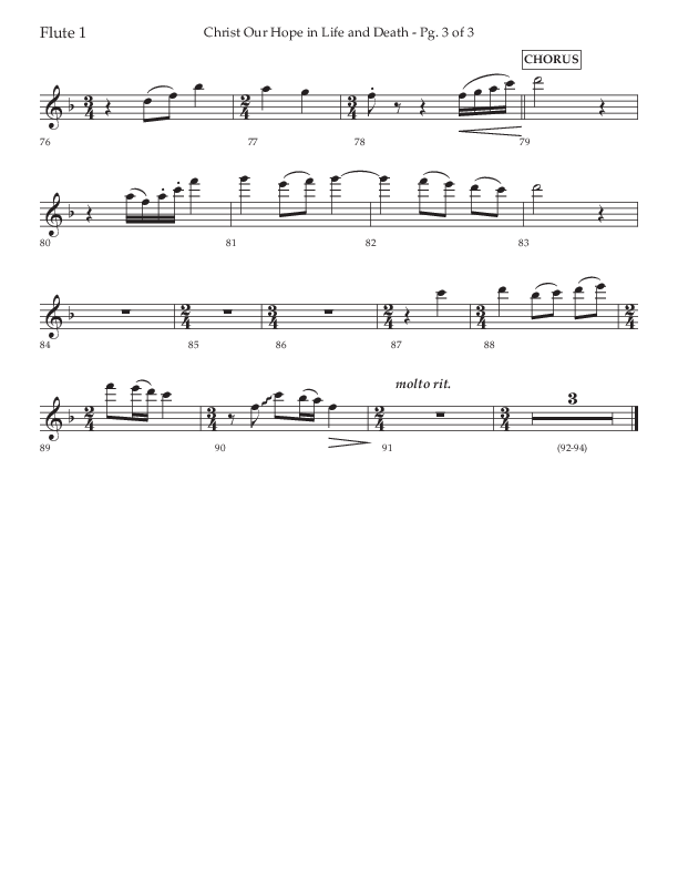 Christ Our Hope In Life And Death (Choral Anthem SATB) Flute (Lifeway Choral / Arr. Jared Haschek / Orch. Lee Marcum)