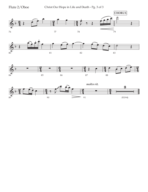 Christ Our Hope In Life And Death (Choral Anthem SATB) Flute/Oboe (Lifeway Choral / Arr. Jared Haschek / Orch. Lee Marcum)