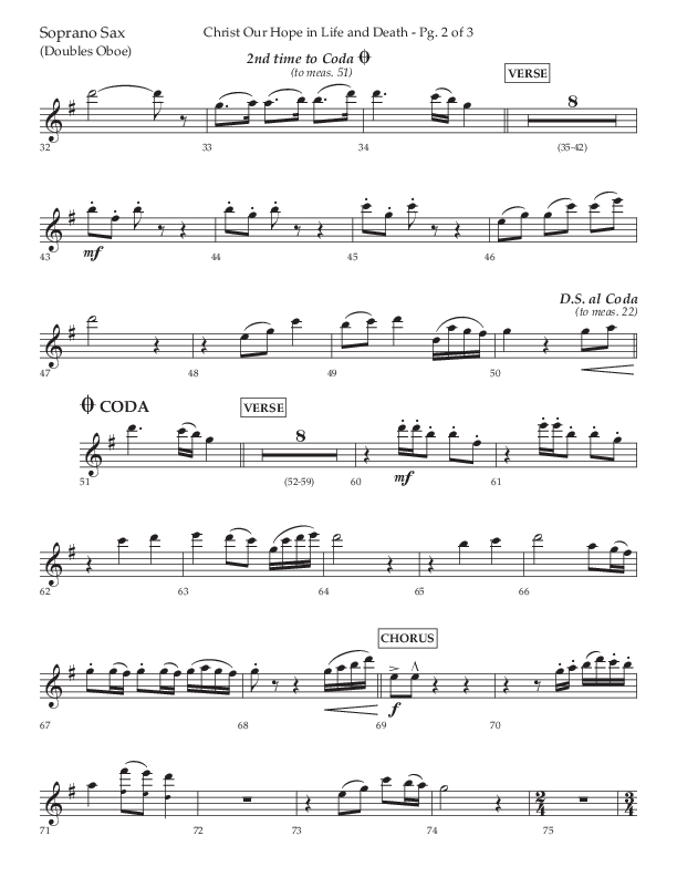 Christ Our Hope In Life And Death (Choral Anthem SATB) Soprano Sax (Lifeway Choral / Arr. Jared Haschek / Orch. Lee Marcum)