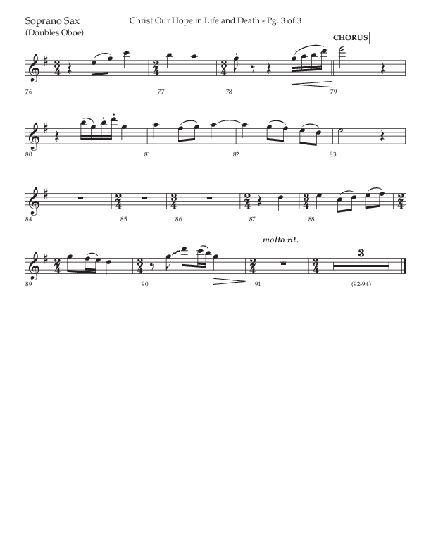 Christ Our Hope In Life And Death (Choral Anthem SATB) Soprano Sax (Lifeway Choral / Arr. Jared Haschek / Orch. Lee Marcum)