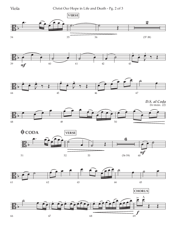 Christ Our Hope In Life And Death (Choral Anthem SATB) Viola (Lifeway Choral / Arr. Jared Haschek / Orch. Lee Marcum)