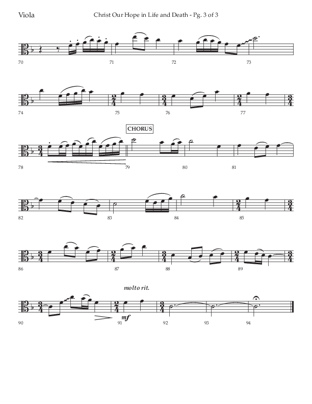 Christ Our Hope In Life And Death (Choral Anthem SATB) Viola (Lifeway Choral / Arr. Jared Haschek / Orch. Lee Marcum)