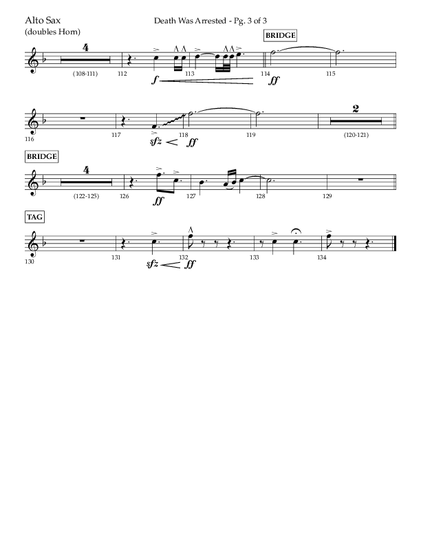Death Was Arrested (Choral Anthem SATB) Alto Sax (Lifeway Choral / Arr. Cliff Duren)