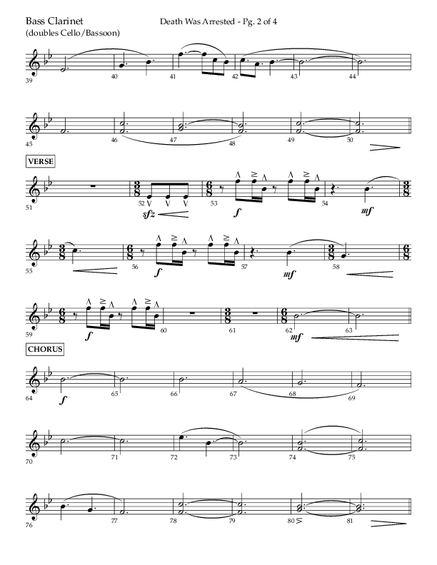 Death Was Arrested (Choral Anthem SATB) Bass Clarinet (Lifeway Choral / Arr. Cliff Duren)