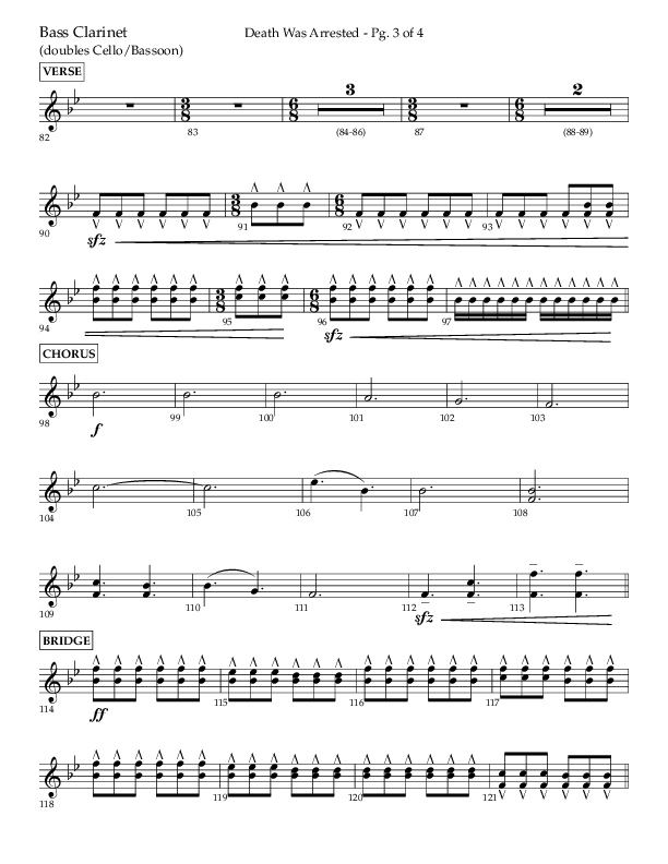 Death Was Arrested (Choral Anthem SATB) Bass Clarinet (Lifeway Choral / Arr. Cliff Duren)