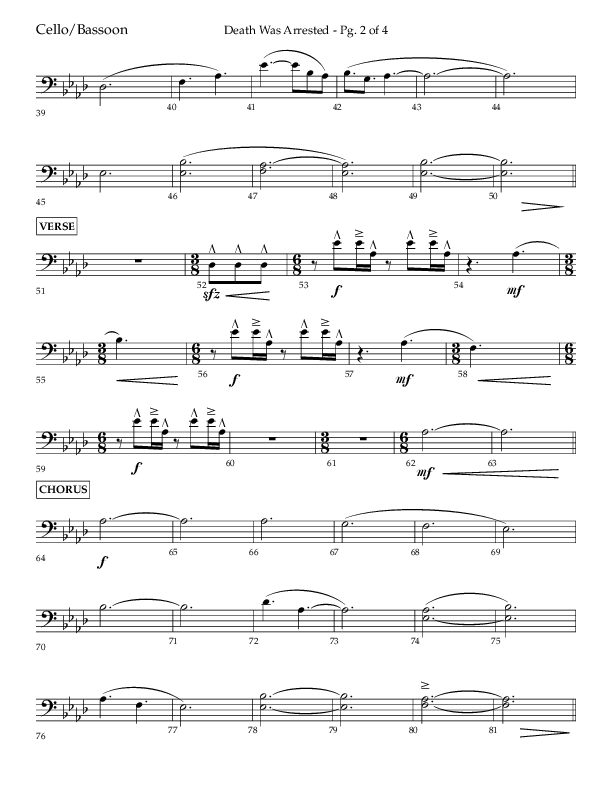 Death Was Arrested (Choral Anthem SATB) Cello (Lifeway Choral / Arr. Cliff Duren)