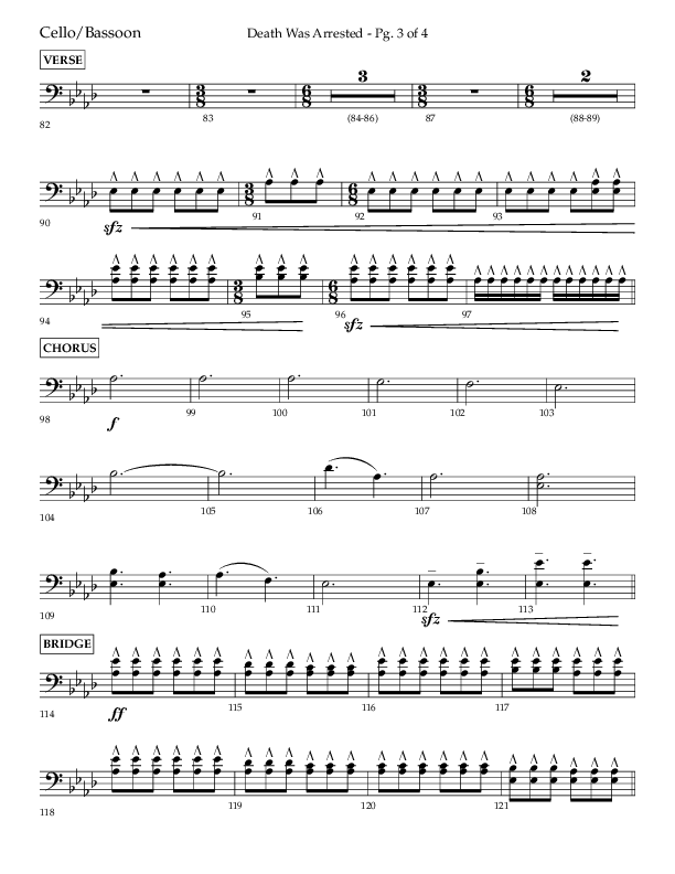 Death Was Arrested (Choral Anthem SATB) Cello (Lifeway Choral / Arr. Cliff Duren)